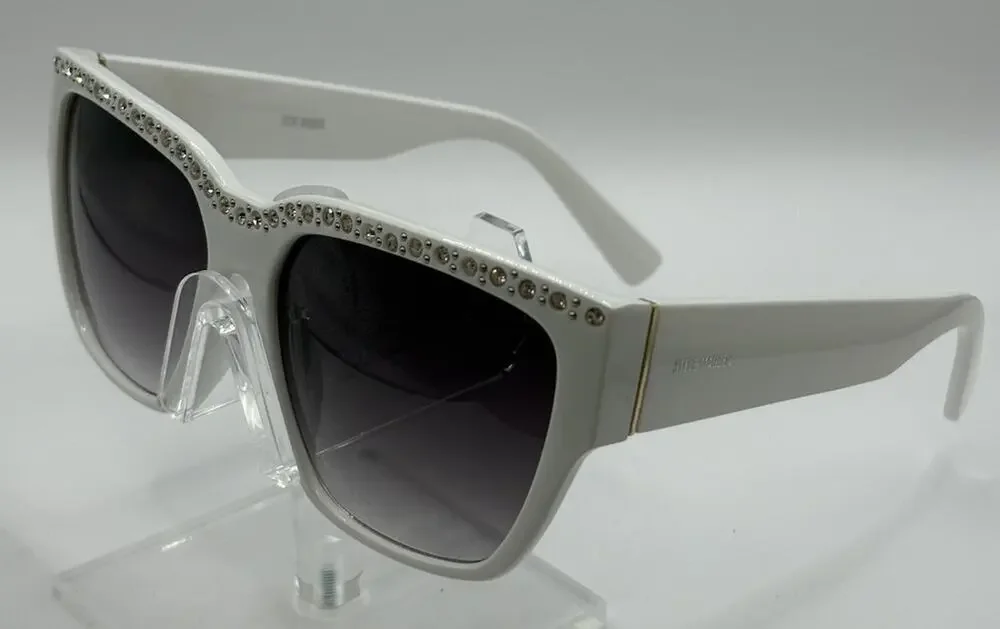 Steve Madden Oversized Sunglasses White Gradient Rhinestone Women SME93001